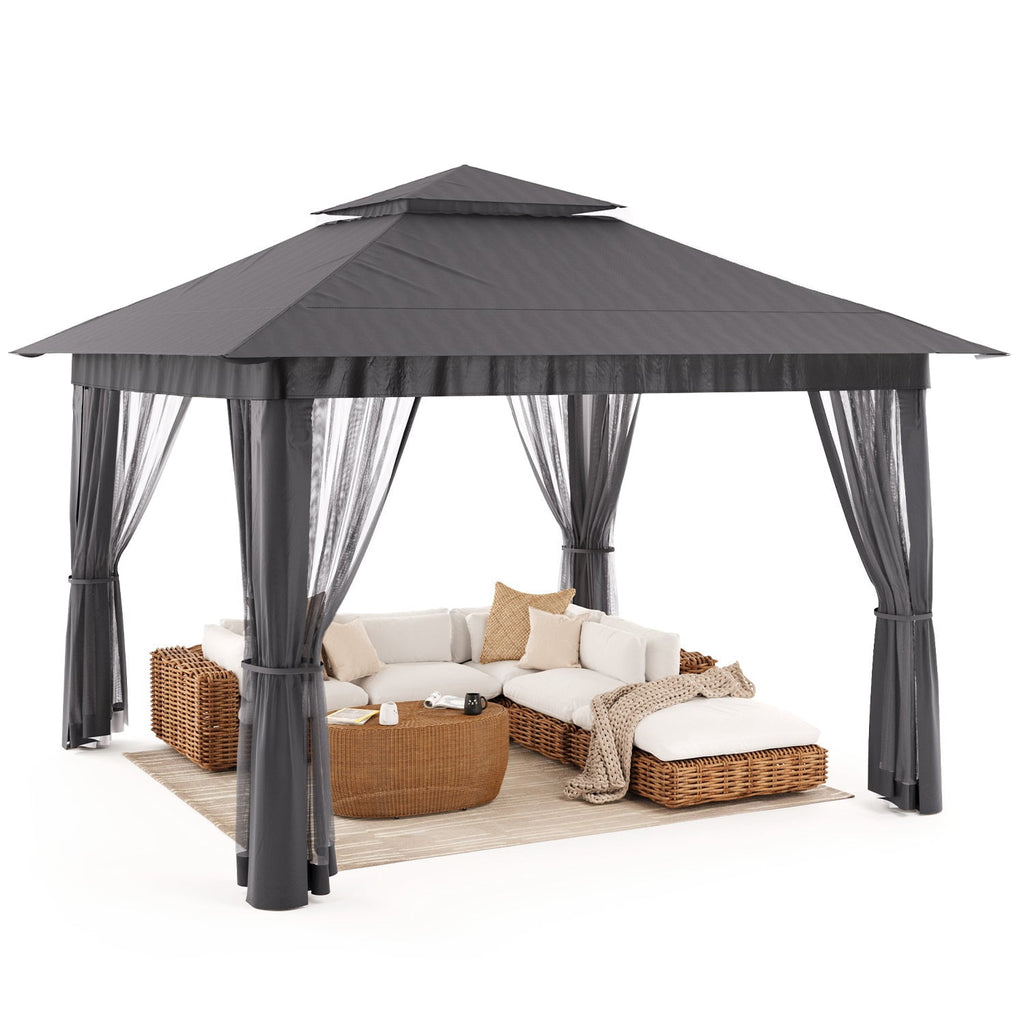 10x10 Pop-Up Canopy Tent with Removable Walls, 3 Height Adjustable Easy Set up Portable Gazebo, For Camping, White