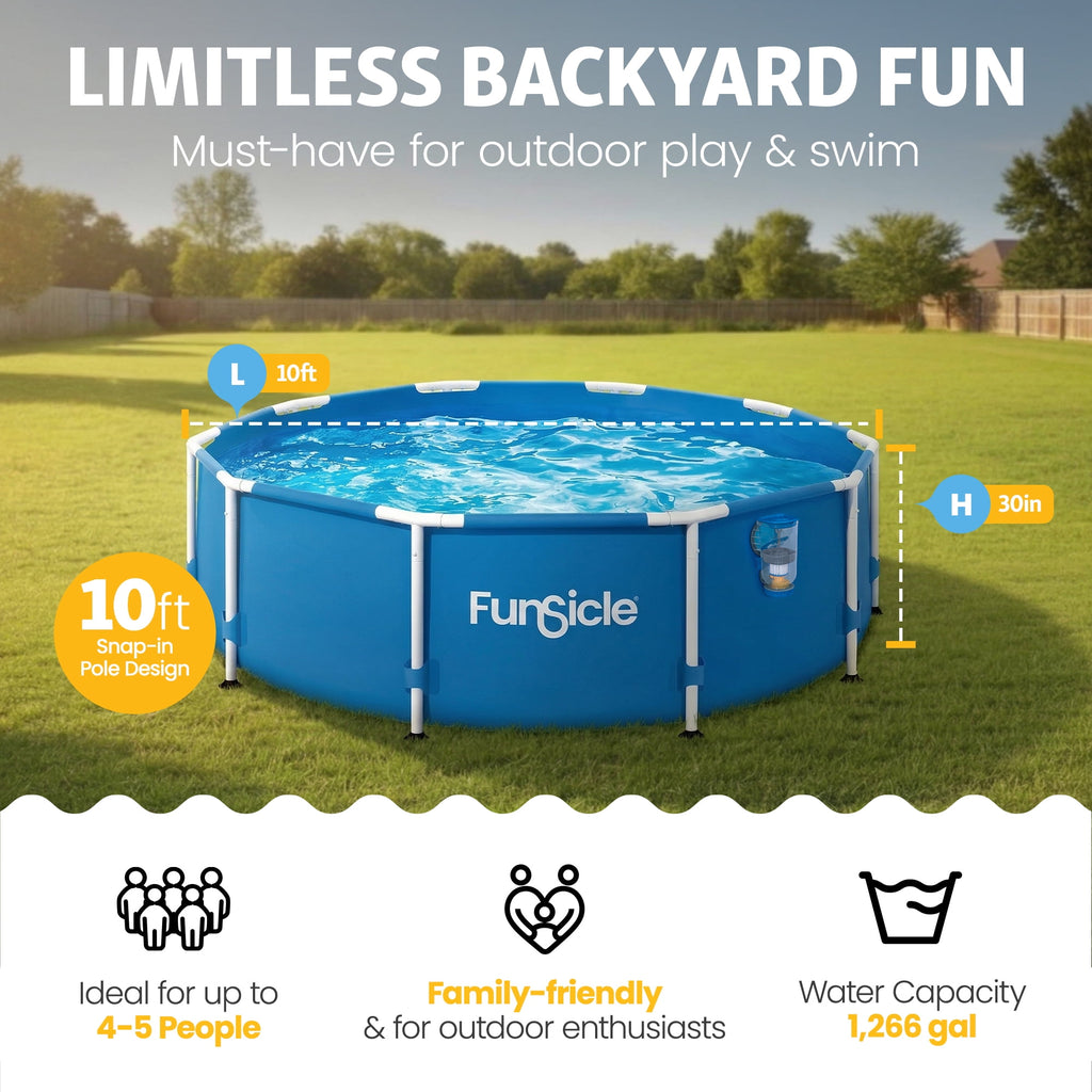 Funsicle 8' x 30 Outdoor Activity Round Frame Above Ground Swimming Pool Set