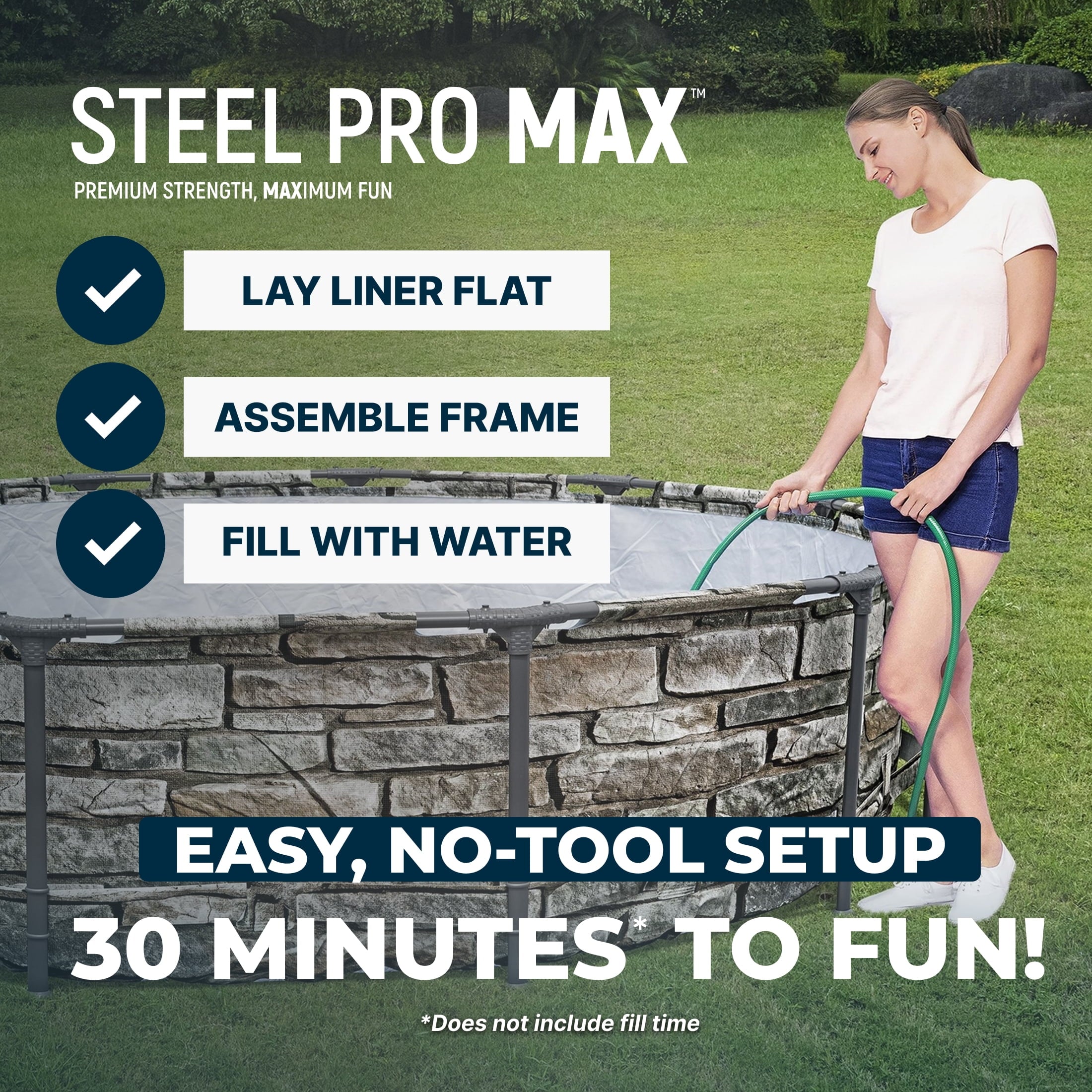 Bestway Steel Pro MAX 10'x30\ Metal Frame Above Ground Pool Set w/ Filter Pump & Cartridge