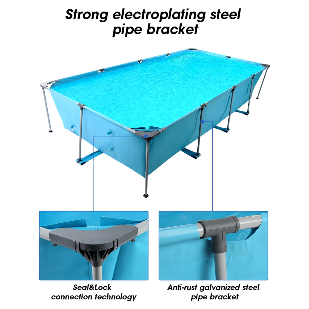 Naipo 10ft Swimming Pool Rectangular Frame Above Ground Backyard Swimming Pool Outdoor Quick Draining 118 x79x29.5 Frame Swimming Pool for Adults Just Pool