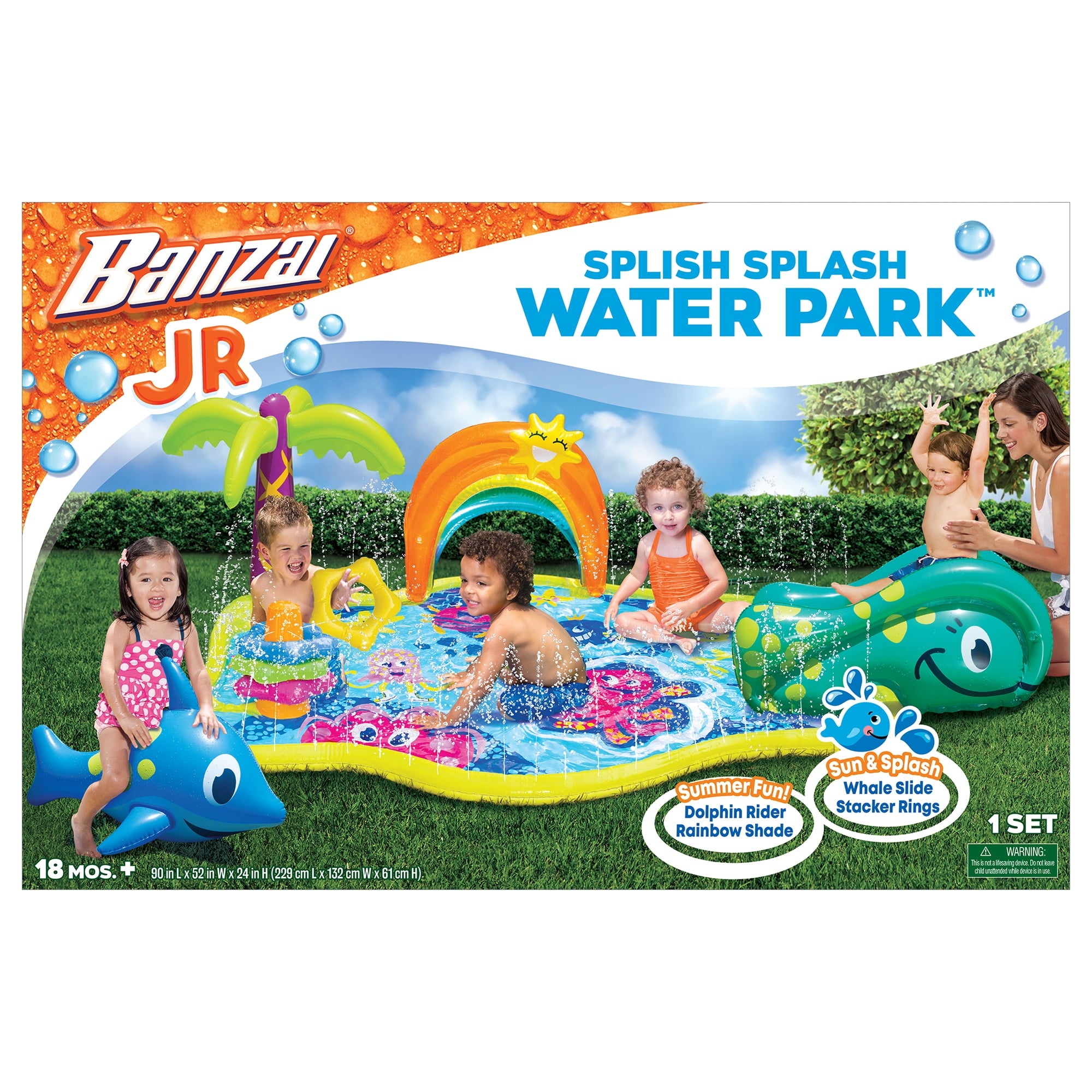 Banzai Jr. Splish Splash Inflatable Water Park for Toddlers - Includes Slide and Play Features