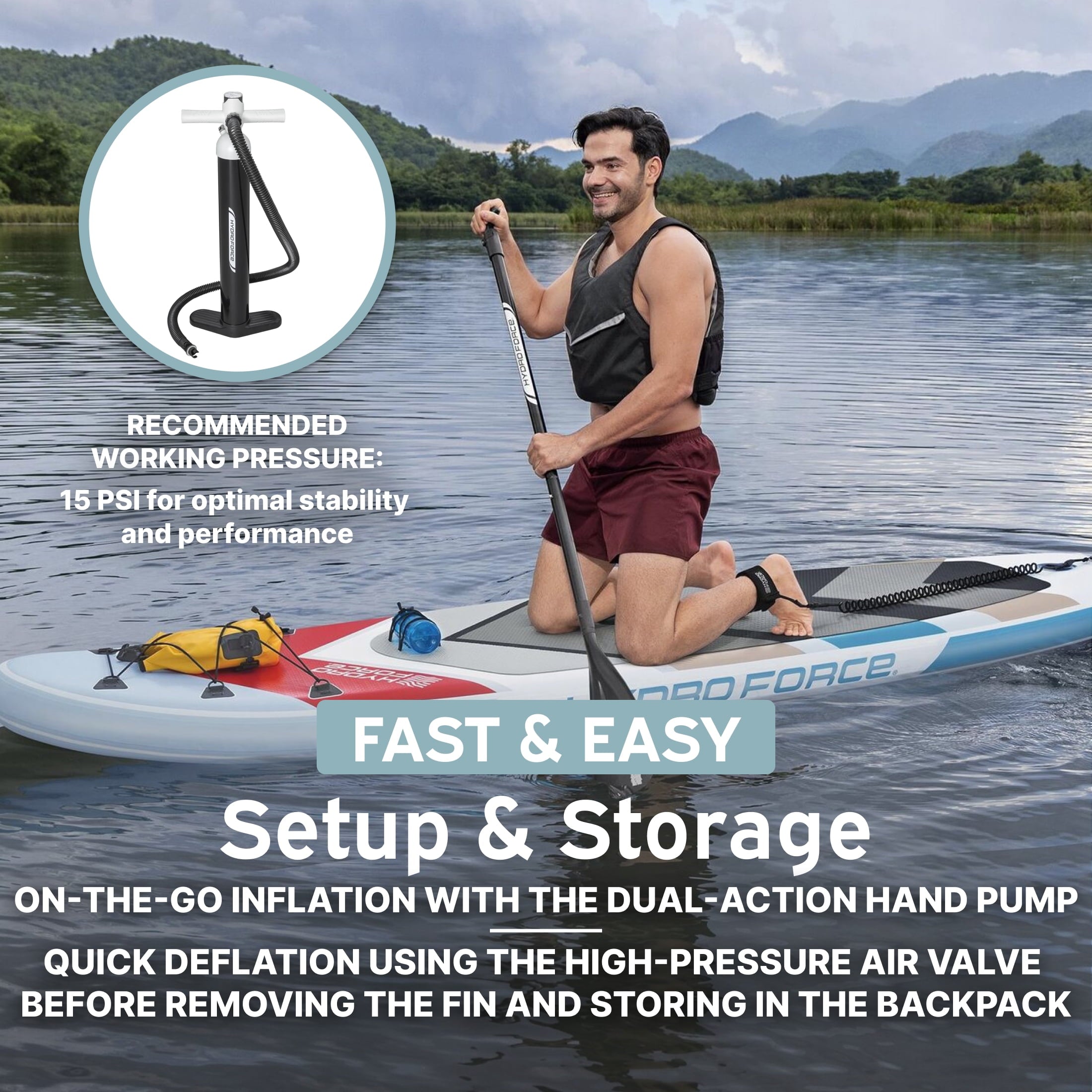 Hydro Force Solara Inflatable Stand-Up Paddleboard Set 10'
