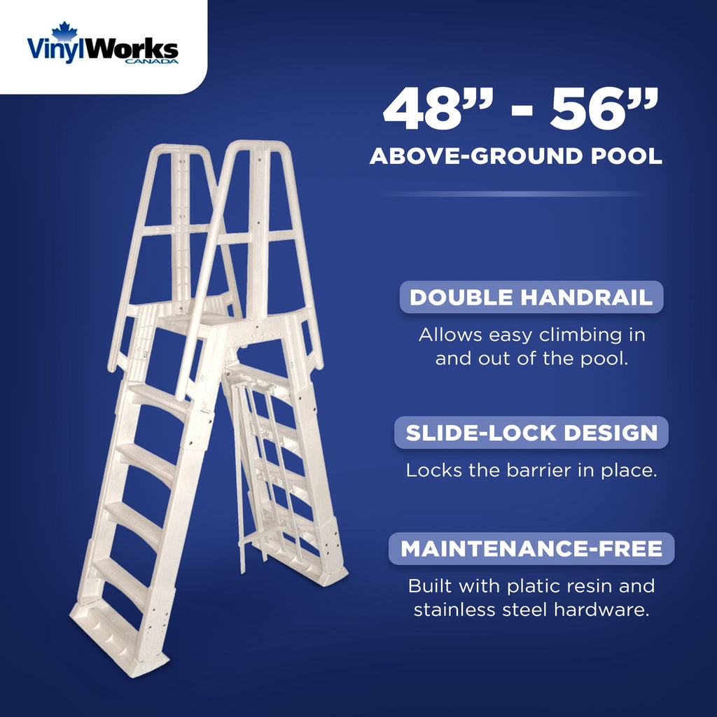Vinyl Works Canada SLAW Slide Lock A Frame Above Ground Pool Ladder, White