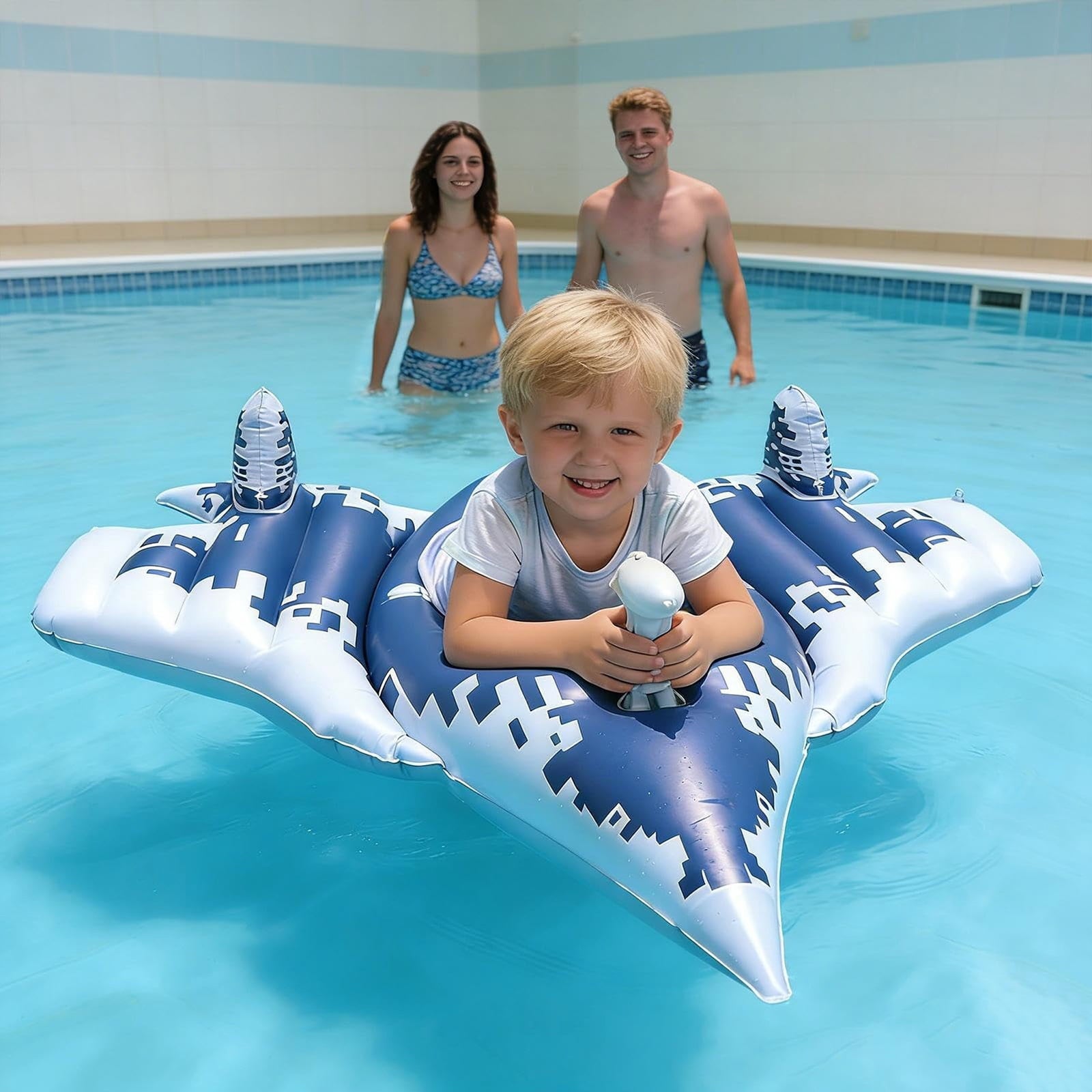 Airplane-Shaped Inflatable Swim Float Seat, PVC Safety Pool Float, Portable Inflatable Swimming Ring for Pool, Bathroom, River & Summer Water Activities