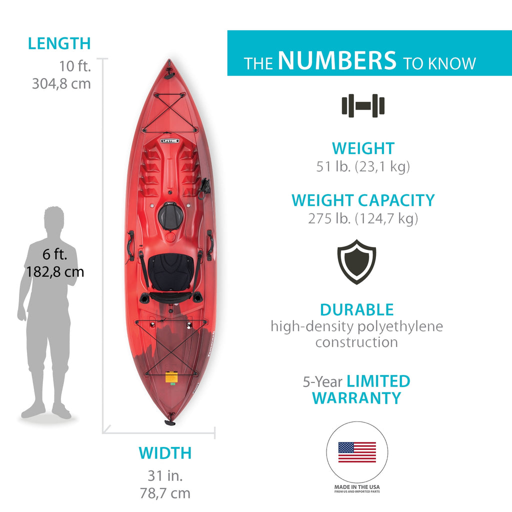 Lifetime Tamarack Angler 10 ft Sit-On-Top Fishing Kayak with Paddles, 2 Pack, Tan (90806)