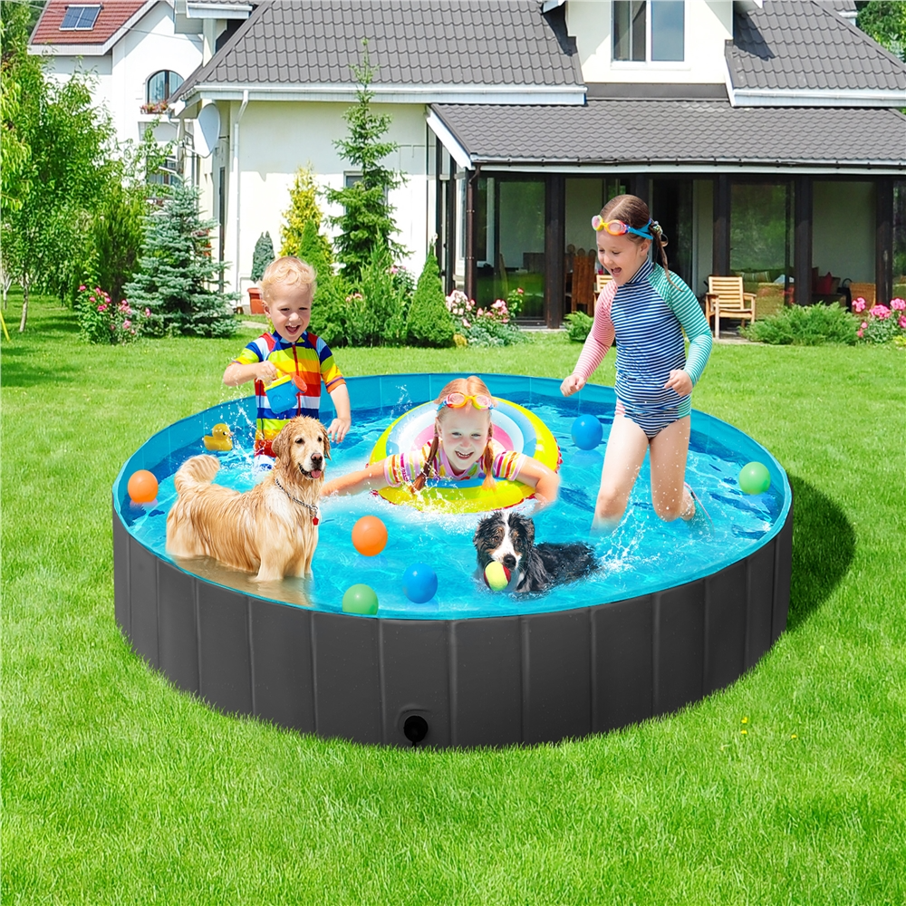 Yaheetech Portable PVC Swimming Pool with Non-slip Bottom for Dogs Cats, XXL, Blue