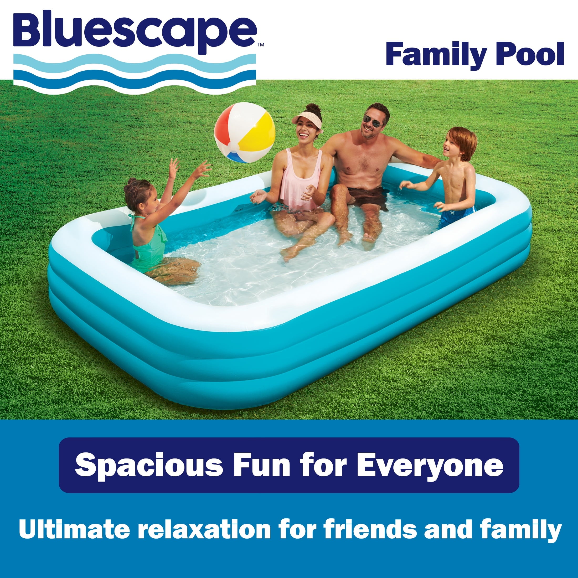 Bluescape 10ft Rectangular Family Inflatable Swimming Pool for Ages 6 and Up
