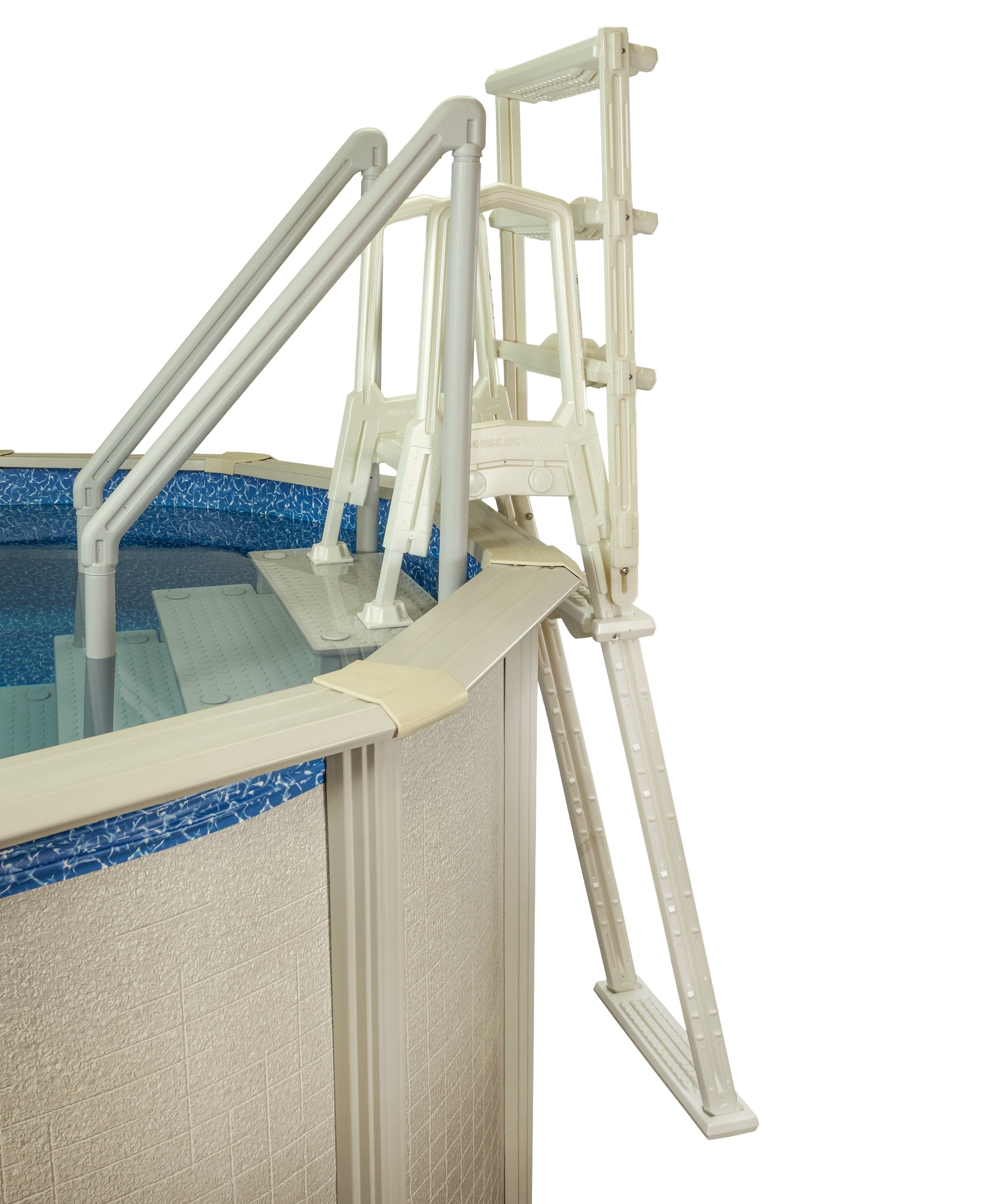 Aqua Select White Outside Flip-up Safety Ladder for Above Ground Pools 48-54H