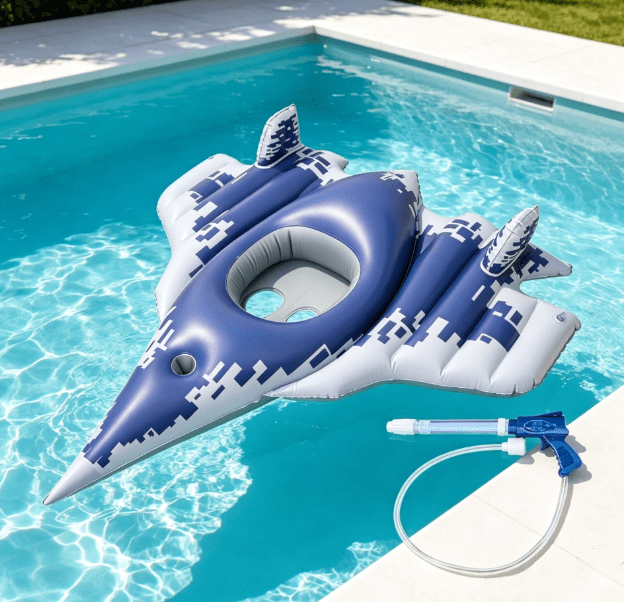 Airplane-Shaped Inflatable Swim Float Seat, PVC Safety Pool Float, Portable Inflatable Swimming Ring for Pool, Bathroom, River & Summer Water Activities