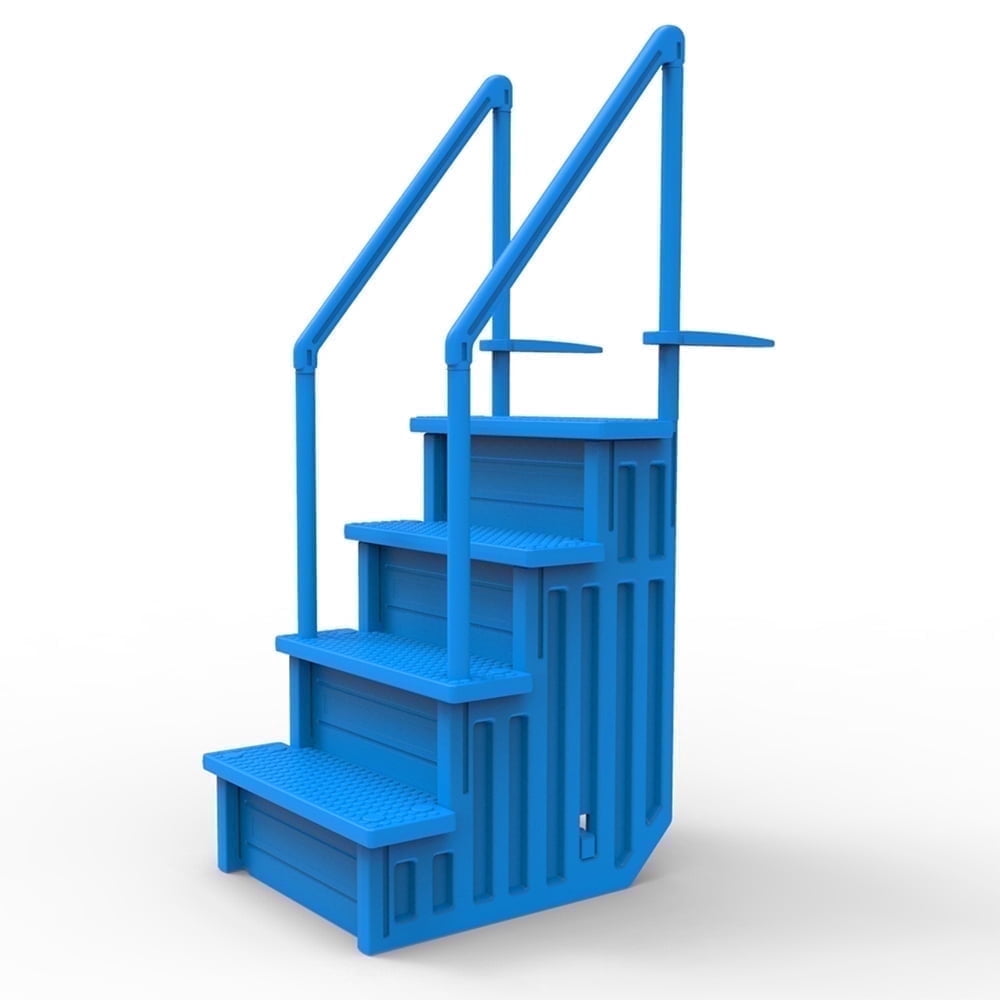 Aqua Select White Outside Flip-up Safety Ladder for Above Ground Pools 48-54H