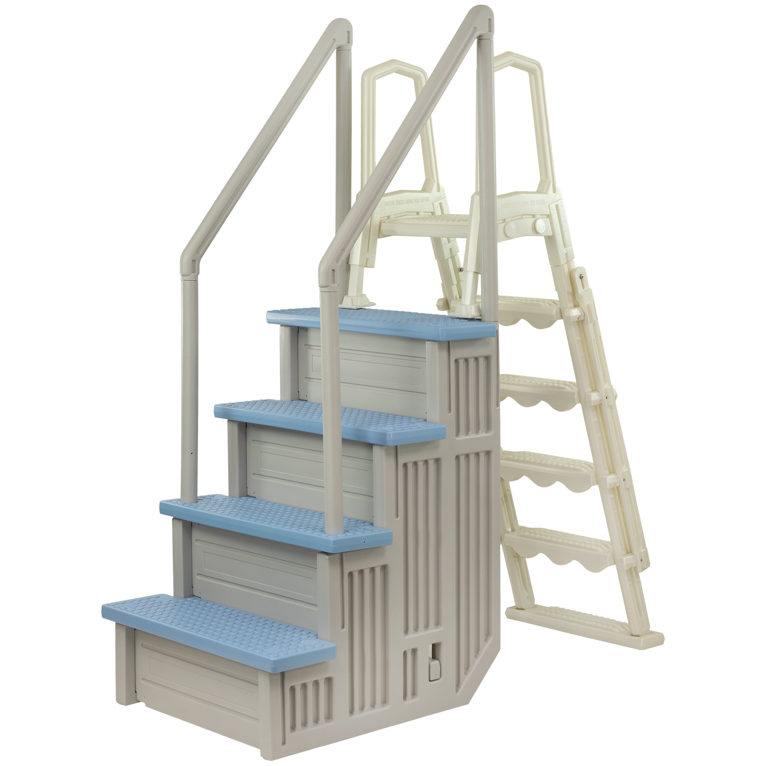 Aqua Select White Outside Flip-up Safety Ladder for Above Ground Pools 48-54H