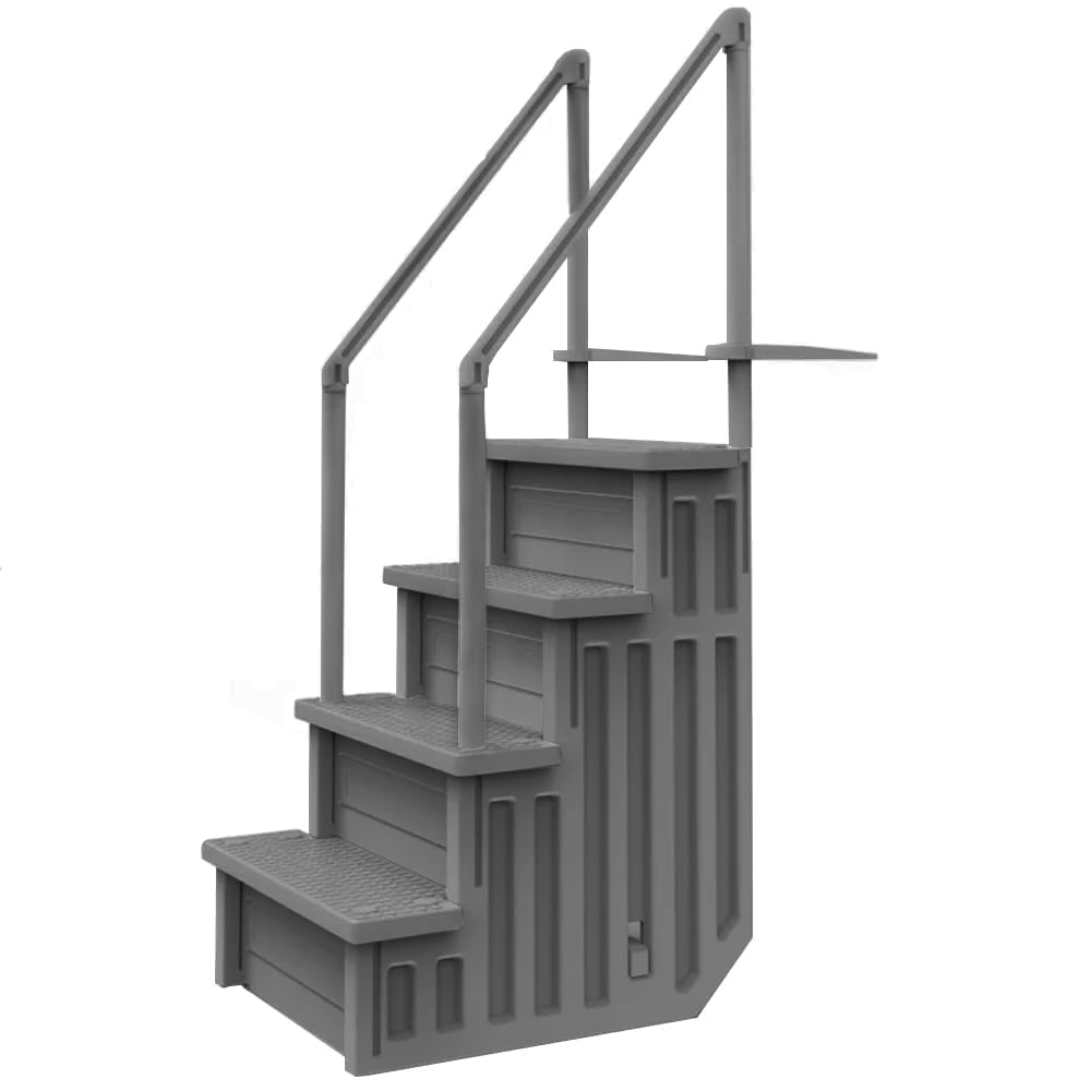 Aqua Select White Outside Flip-up Safety Ladder for Above Ground Pools 48-54H