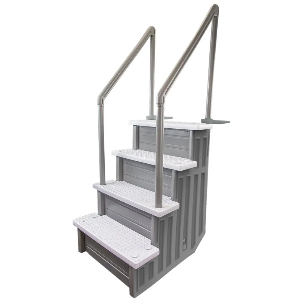 Aqua Select White Outside Flip-up Safety Ladder for Above Ground Pools 48-54H
