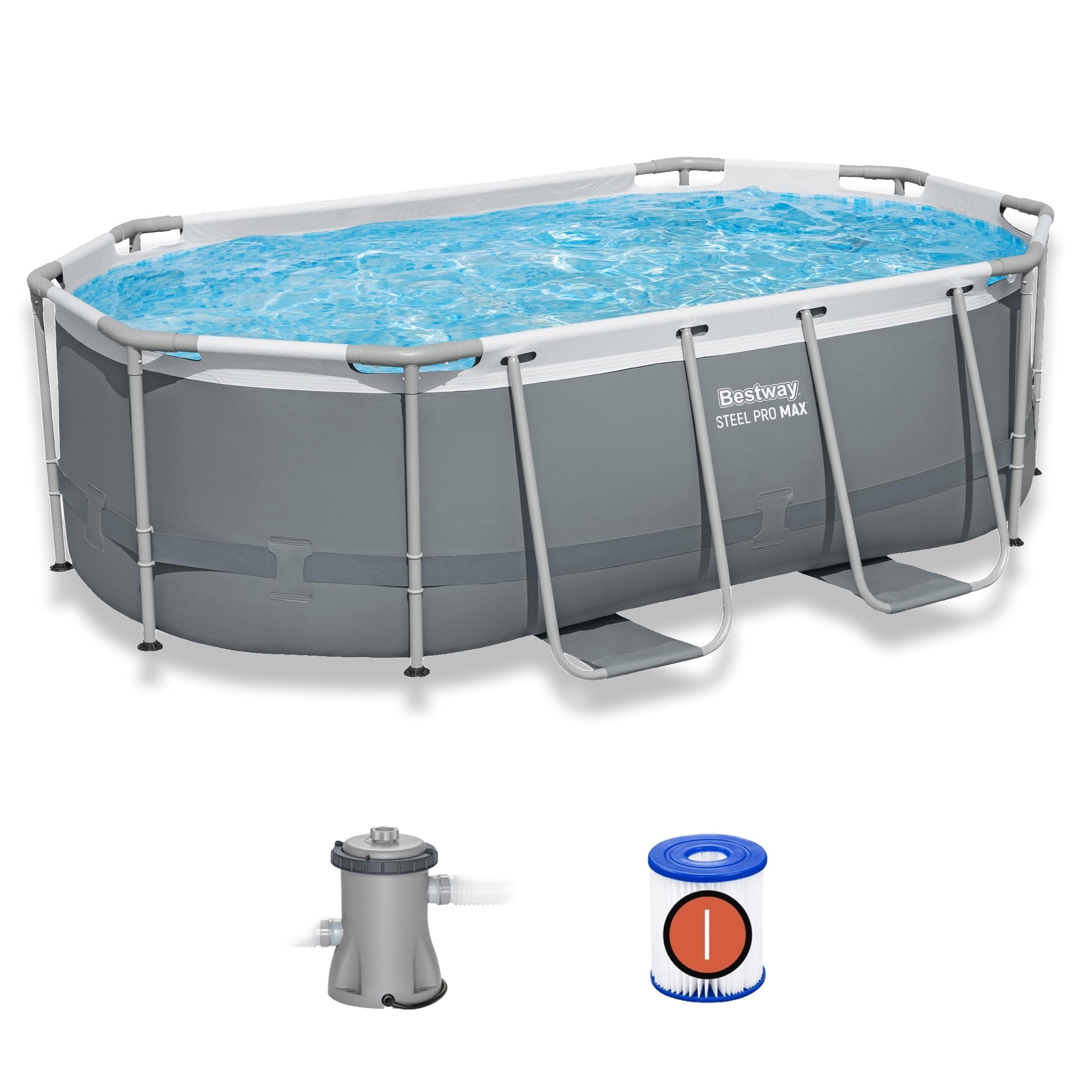 Bestway Steel Pro MAX 10 ft x 6 ft 7 In x 33 in, Oval Above Ground Pool Set, Outdoor Frame Swimming Pool