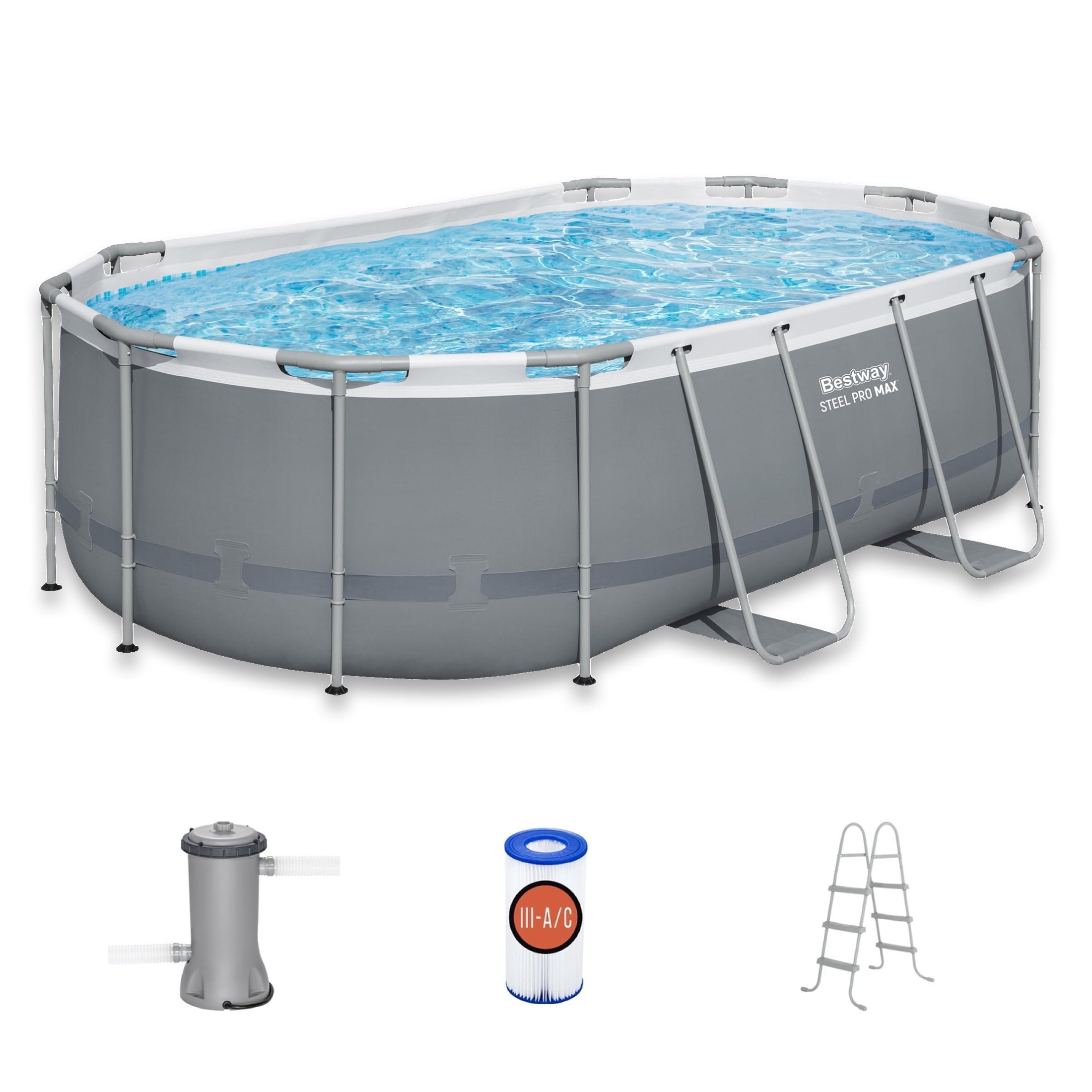 Bestway Steel Pro MAX 10 ft x 6 ft 7 In x 33 in, Oval Above Ground Pool Set, Outdoor Frame Swimming Pool