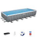 Bestway: Power Steel - Rectangular Swimming Pool Set - 24' x 12' x 52, Above Ground, Tritech Construction, Filter Pump, Ladder & Cover, 7937 Gal.
