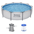Bestway Steel Pro MAX 10'x30\ Metal Frame Above Ground Pool Set w/ Filter Pump & Cartridge