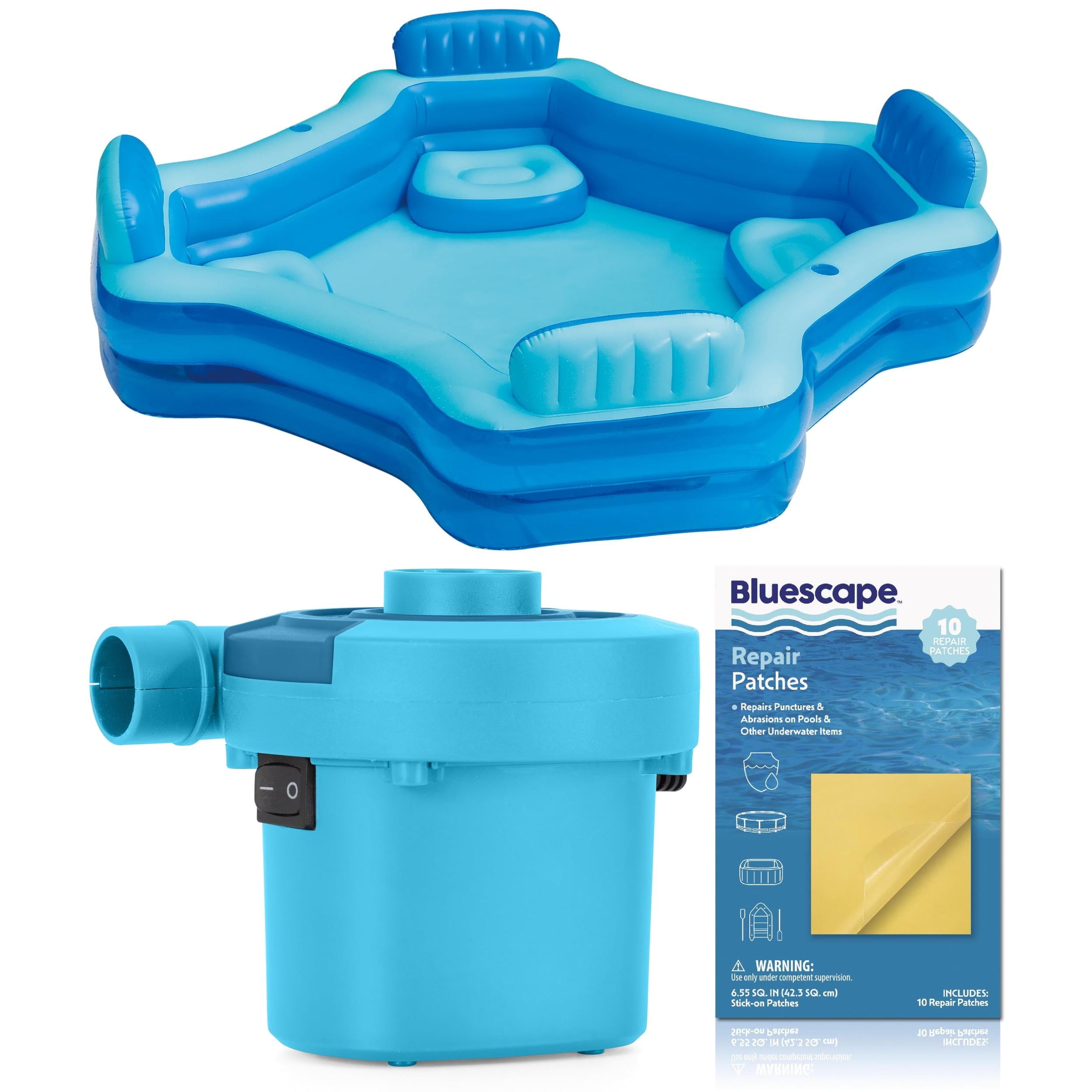 Bluescape Blue Deluxe Comfort Inflatable Family Swimming Pool, 4 Seats, Square, Age 6 & up