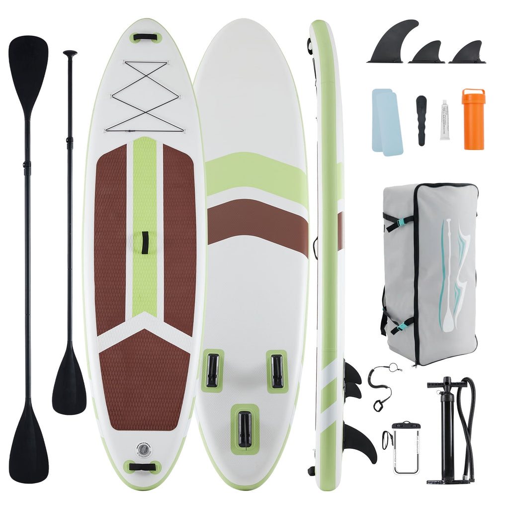 CONCETTA Inflatable Paddle Board,Equipped With SUP Paddle Board Accessories, The Non-slip EVA Deck Design Restarts The Surfboard,Surfboard for Youth&Adults of All Skill Levels，Brown Green