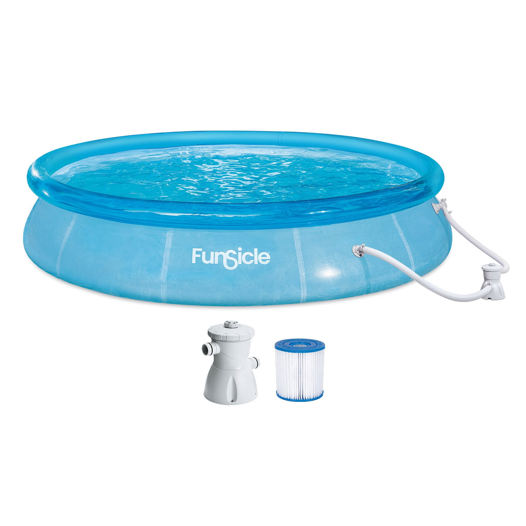 Funsicle 12ft x 30in Round Sea-Thru QuickSet Above Ground Pool with Cartridge Filter Pump, Age 6 & up