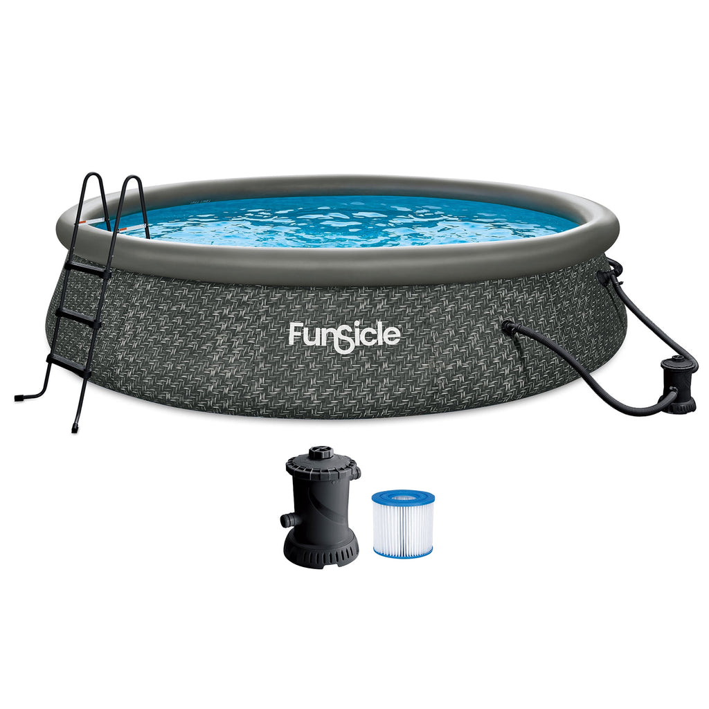 Funsicle Quickset 14’ x 36” Round Inflatable Top Ring Above Ground Swimming Pool Set