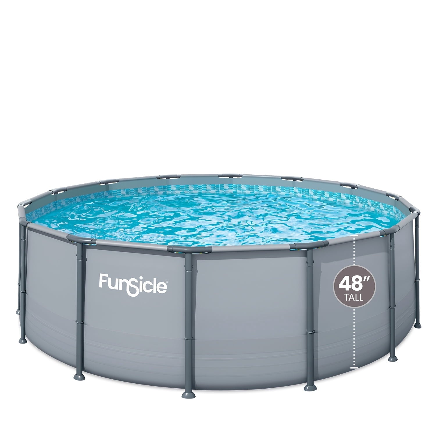 Funsicle Oasis Above Ground Metal Frame Swimming Pool Set – with FB1200S AutoSkimmer Pump, Ladder, Cover, Cloth & Deluxe Maint. Kit, 14' x 48, Round, Gray