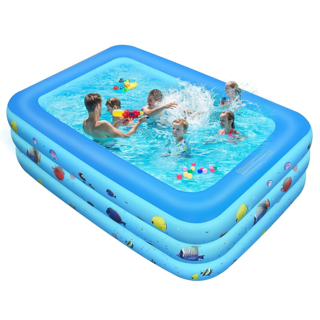 GVDV Inflatable Pool, Durable Thickened Blow up Kiddie Pool for Kids, Toddlers and Adults, BPA-Free Family Swimming Pool, 6.9 x 5 x 1.8 ft, Blue