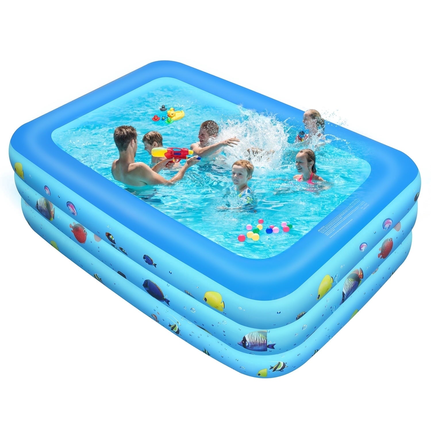 GVDV Inflatable Pool, Durable Thickened Blow up Kiddie Pool for Kids, Toddlers and Adults, BPA-Free Family Swimming Pool, 6.9 x 5 x 1.8 ft, Blue