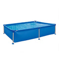 Honeydrill 6.2ft x 4.2ft x 16.5in Rectangular Metal Frame Above Ground Swimming Pool for Family, Blue