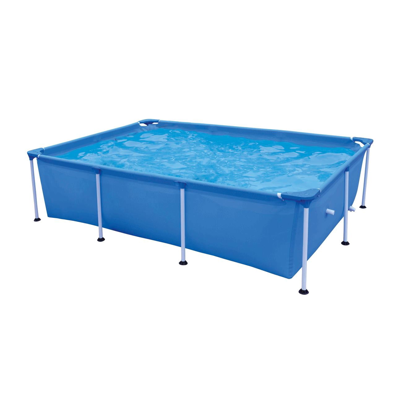 Honeydrill 6.2ft x 4.2ft x 16.5in Rectangular Metal Frame Above Ground Swimming Pool for Family, Blue