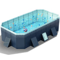 Hurber Foldable Swimming Pool, Large Non-Inflatable Adults Kiddie Outdoor Pools, Blue, 113 x 66 x 20