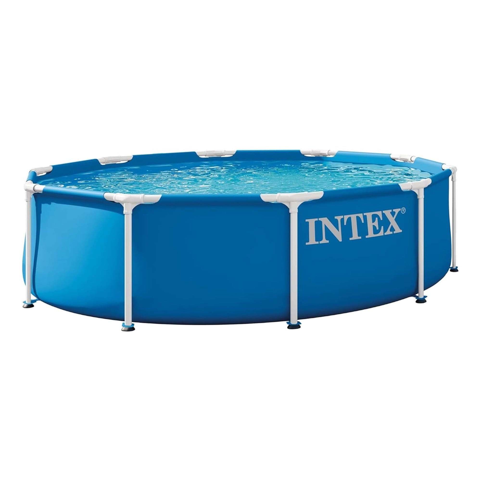 Intex 10 x 2.5 Foot Round Metal Frame Above Ground Swimming Pool, Blue