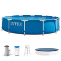 INTEX Metal Frame 12’ x 30” Above Ground Swimming Pool with Filter Pump