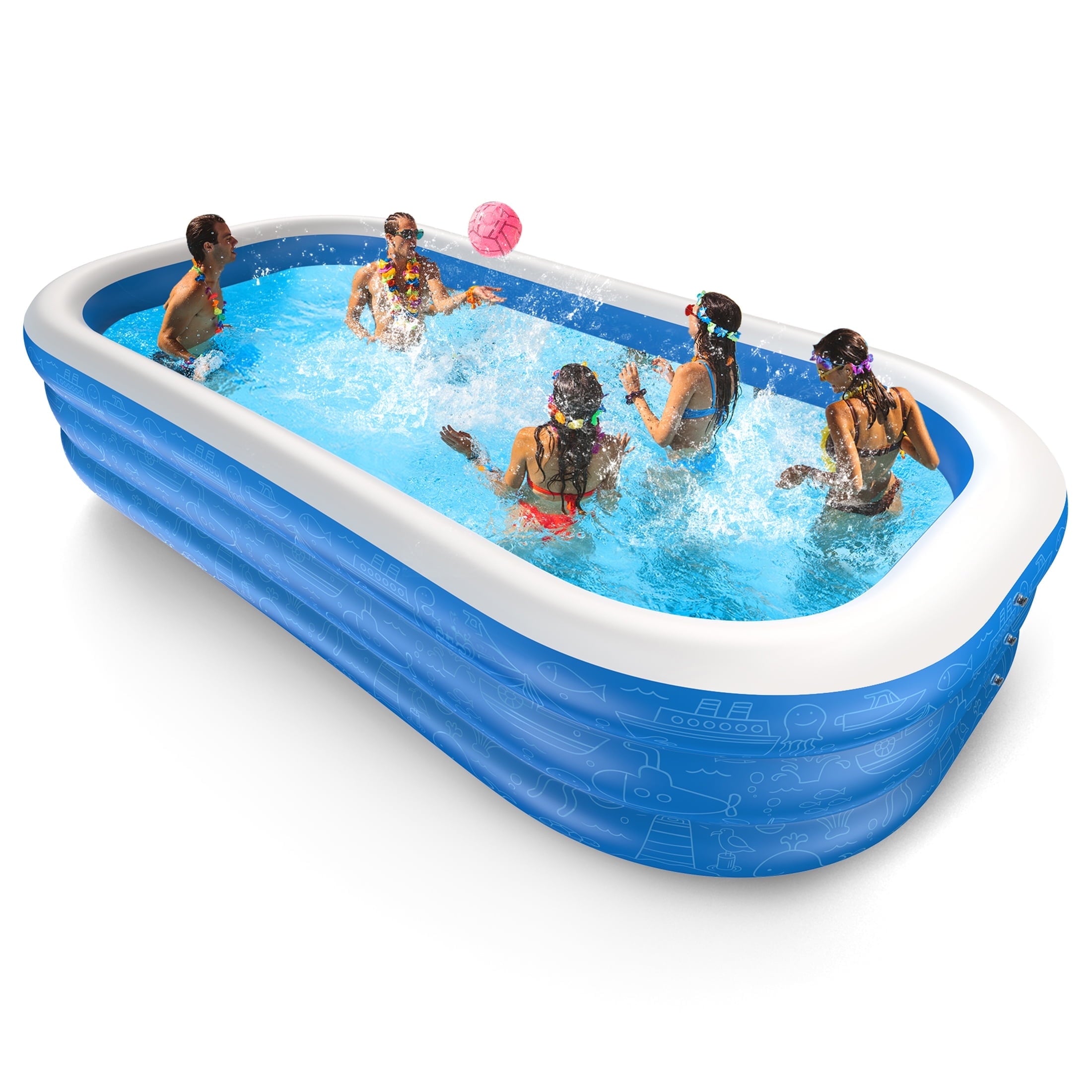 Inflatable Pool for Kids and Adults, 120 X 72 X 22 Oversized Thickened Family Swimming Pool for Toddlers, Outdoor, Garden, Backyard, Summer Water Party
