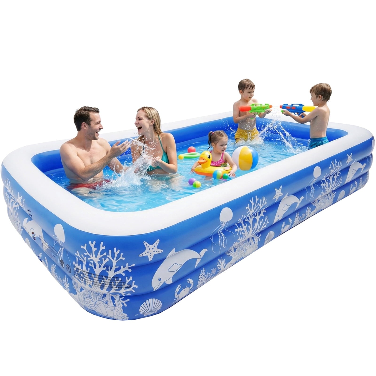 Inflatable Pool, 120 X 67 X 22 Family Swimming Pool, Oversized Thickened Kiddie Pool for Outdoor, Garden, Backyard, Blue