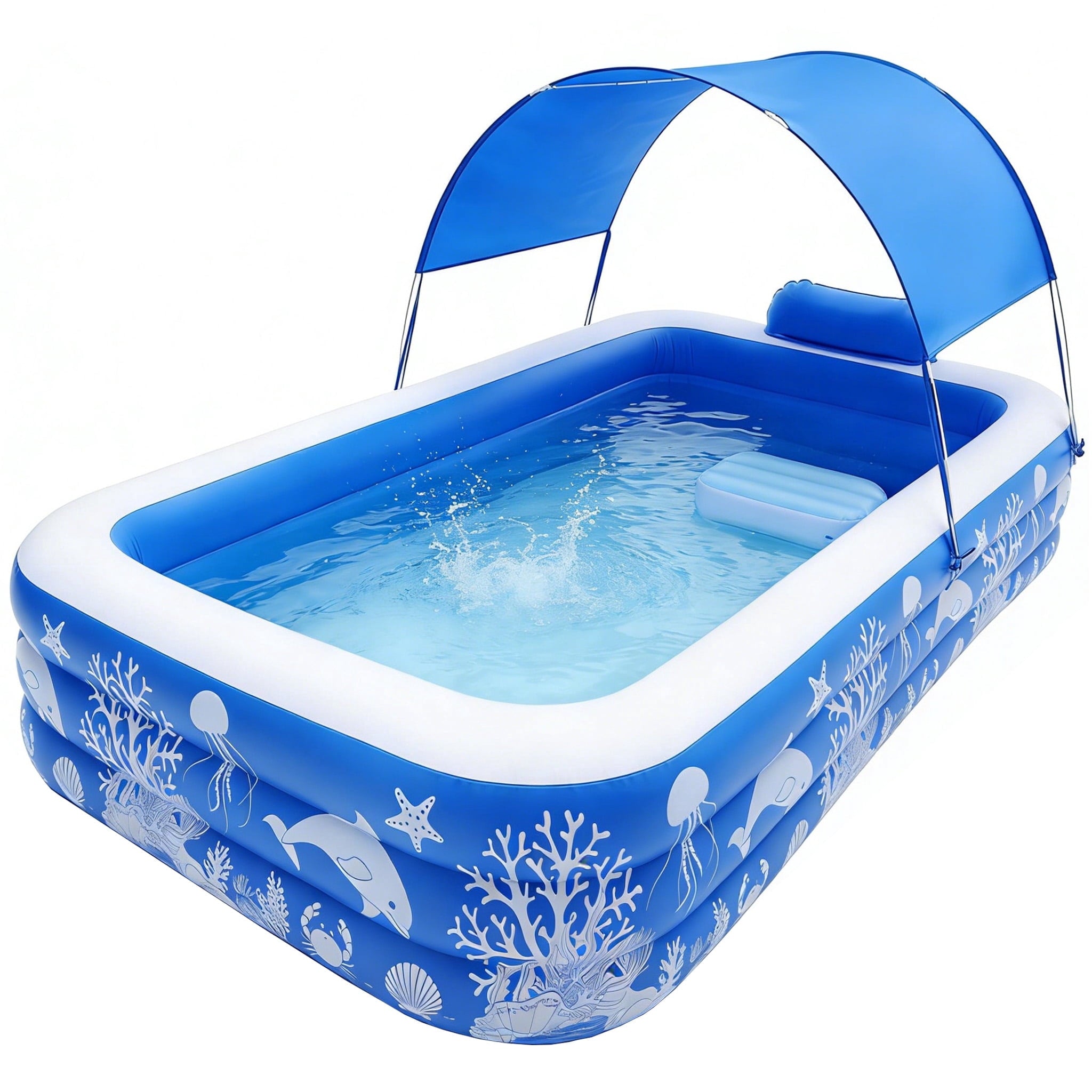 Inflatable Pool, 120 X 67 X 22 Family Swimming Pool, Oversized Thickened Kiddie Pool for Outdoor, Garden, Backyard, Blue
