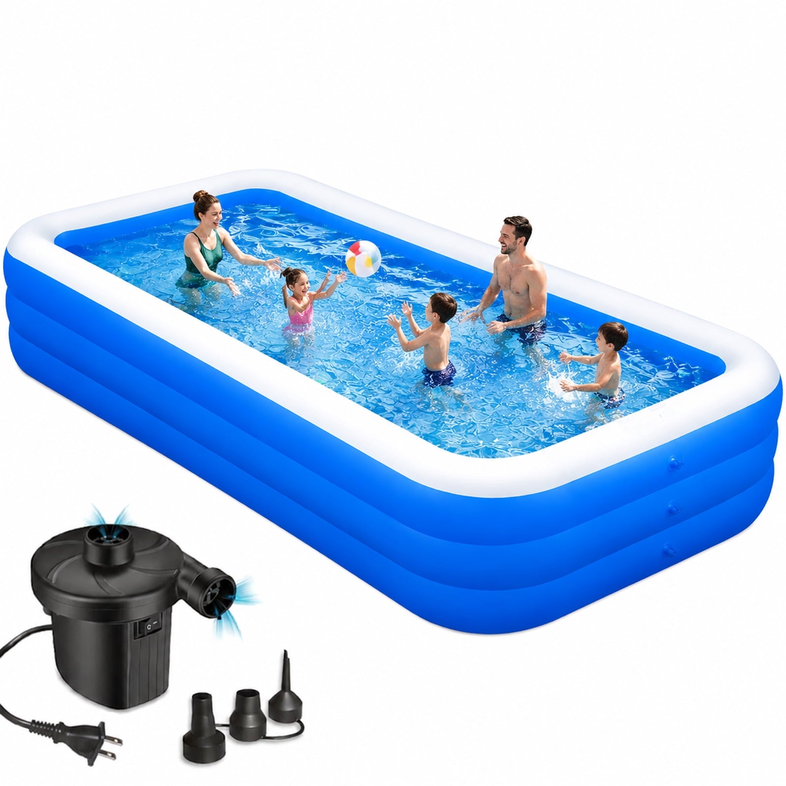 Inflatable Swimming Pool with Pump, Cuopluber 120 x 72 x 22 Large Inflatable Pool for Adults and Kids, Thickened Blow Up Pools for Outdoor, Garden, Backyard, Summer Water Party