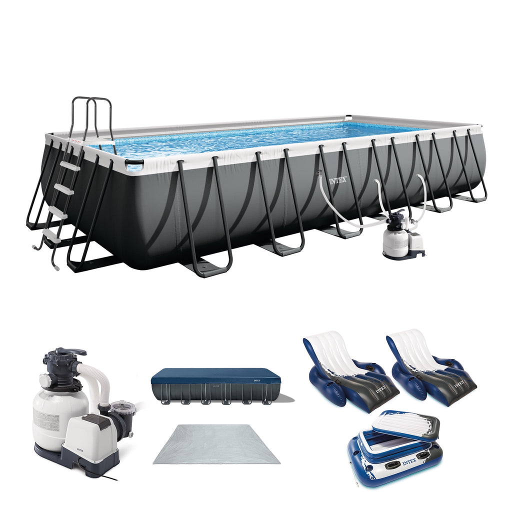 INTEX 24ft x 12ft x 52in Ultra XTR Above Ground Pool, Floats (2 Pack), & Inflatable Cooler