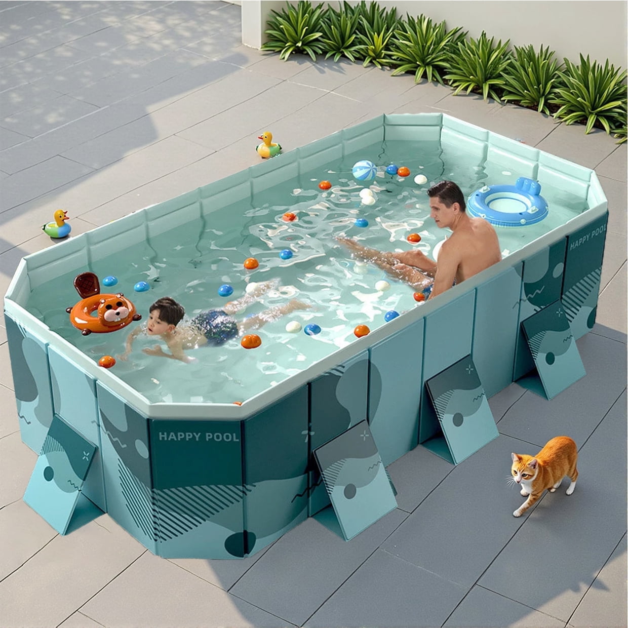 JieC 118Foldable Swimming Pool for Home Use, Easy to Place and Store Large Capacity Pool, for Yard, Garden, Patio,Green