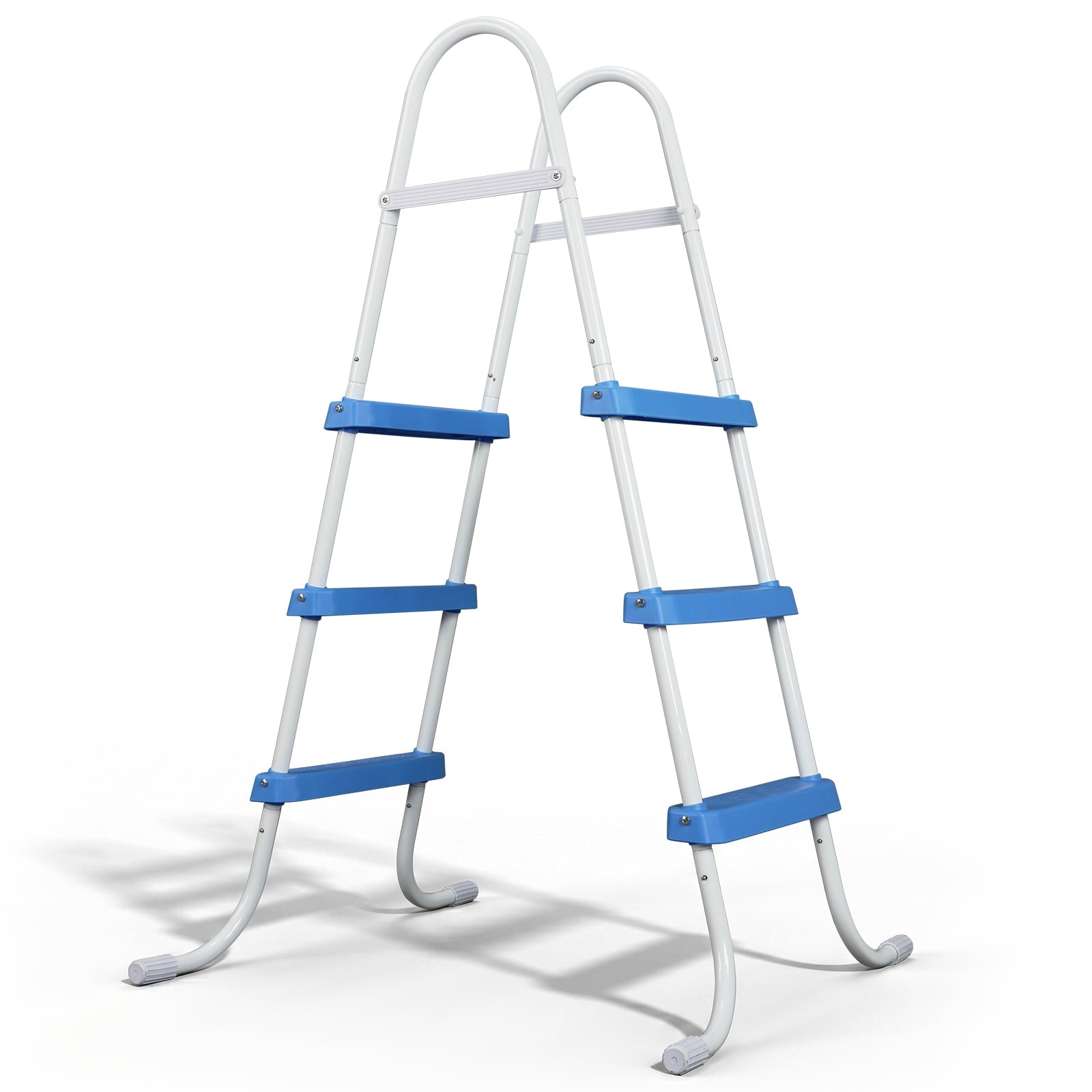 Ktaxon 52 4Step Steel Frame Above Ground Swimming Pool Ladder,Heavy Duty Double Sided Removable Pool Steps with Ladder Escape