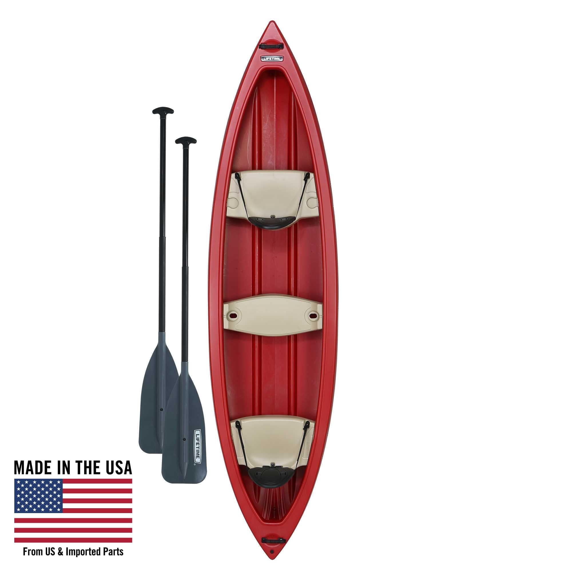 Lifetime Kodiak 13 ft Canoe with Paddles, Molded Seats, Skeg Wheel, Red (90658)