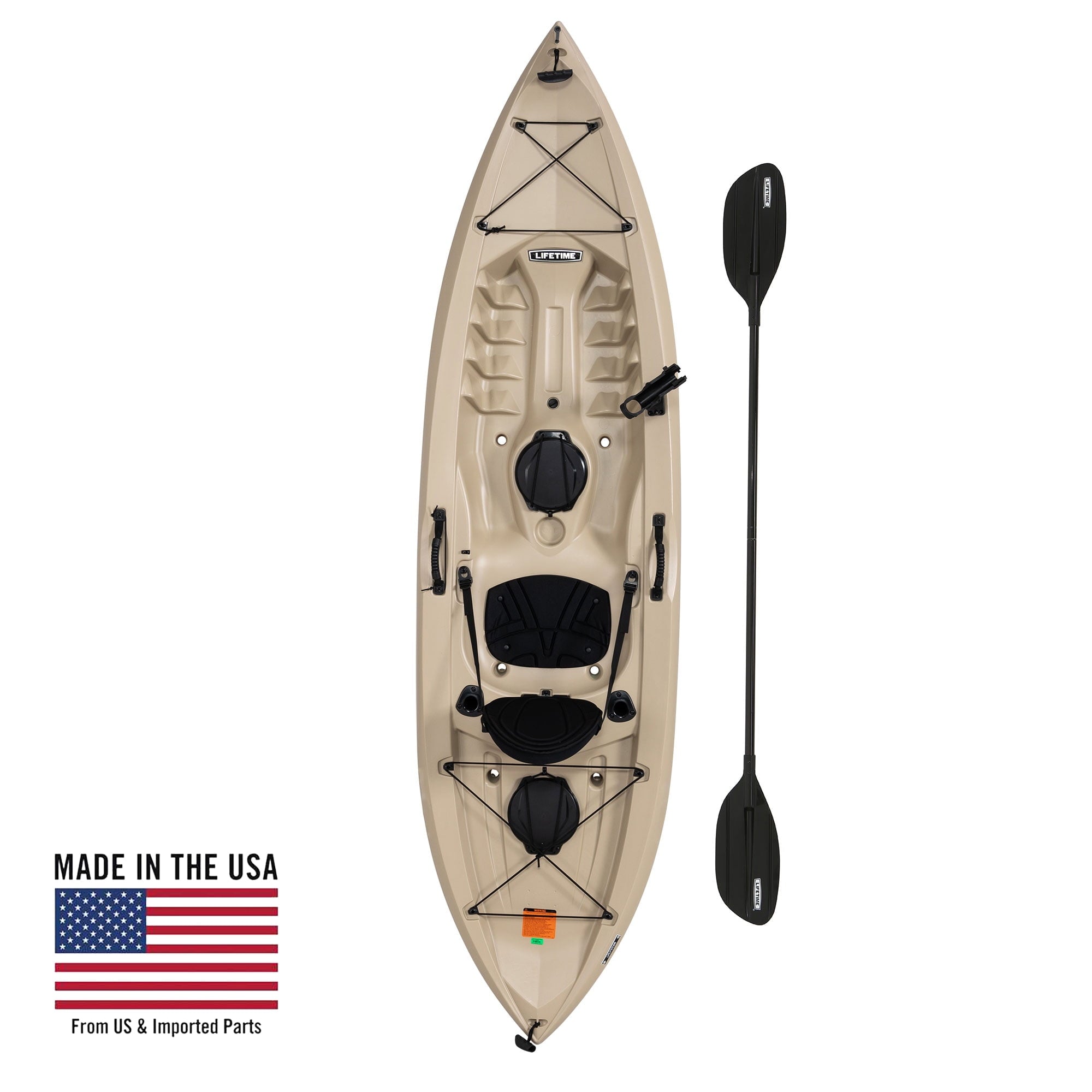 Lifetime Tamarack Angler 10 ft Sit-On-Top Fishing Kayak with Paddles, 2 Pack, Tan (90806)