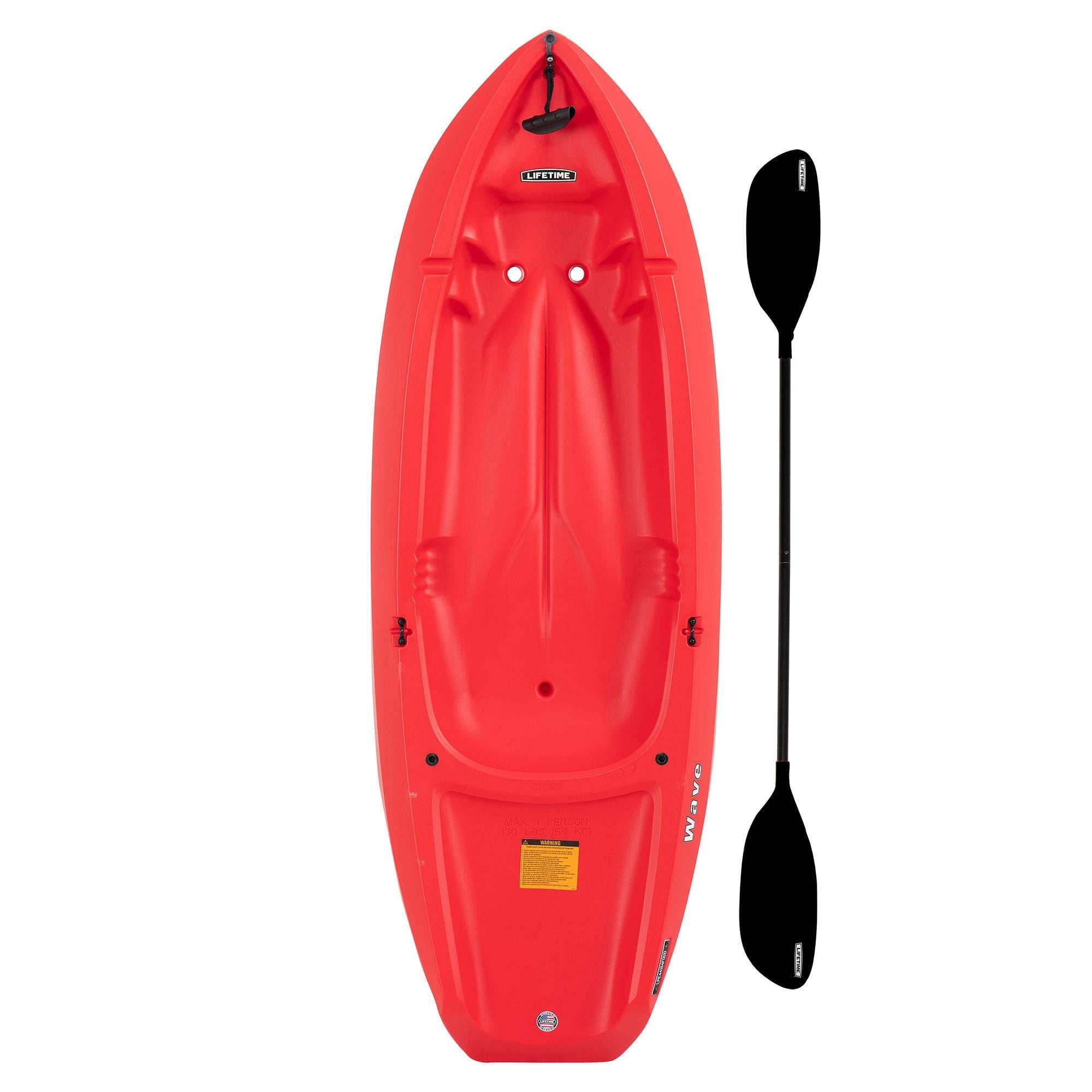 Lifetime Wave 6 ft Youth Sit-On-Top Kayak with Paddle, Fire Red (91401)