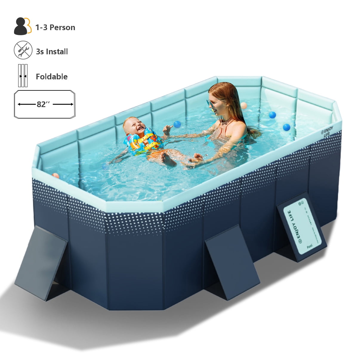 Liyufly Foldable Swimming Pool, Indoor Outdoor Above Ground Pools,Non-Inflatable Extra Large Family Pools for Kids and Adults (82x55x21)