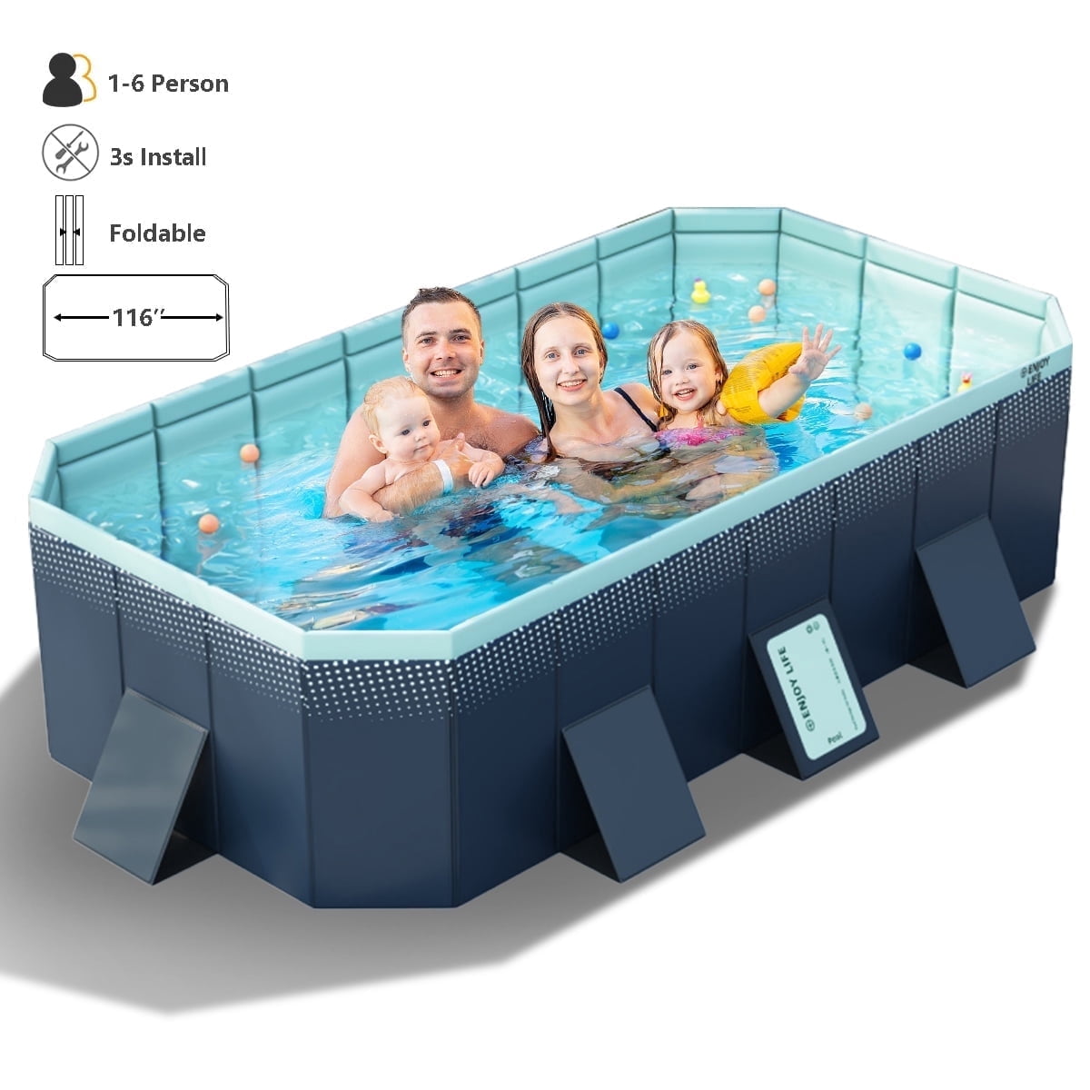 Liyufly Foldable Swimming Pool, Indoor Outdoor Above Ground Pools,Non-Inflatable Extra Large Family Pools for Kids and Adults (82x55x21)