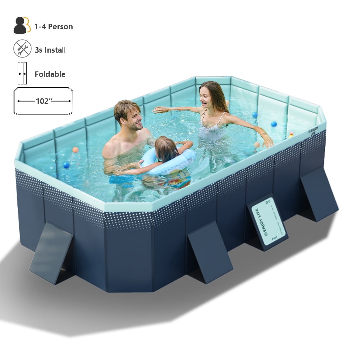 Liyufly Foldable Swimming Pool, Indoor Outdoor Above Ground Pools,Non-Inflatable Extra Large Family Pools for Kids and Adults (82x55x21)