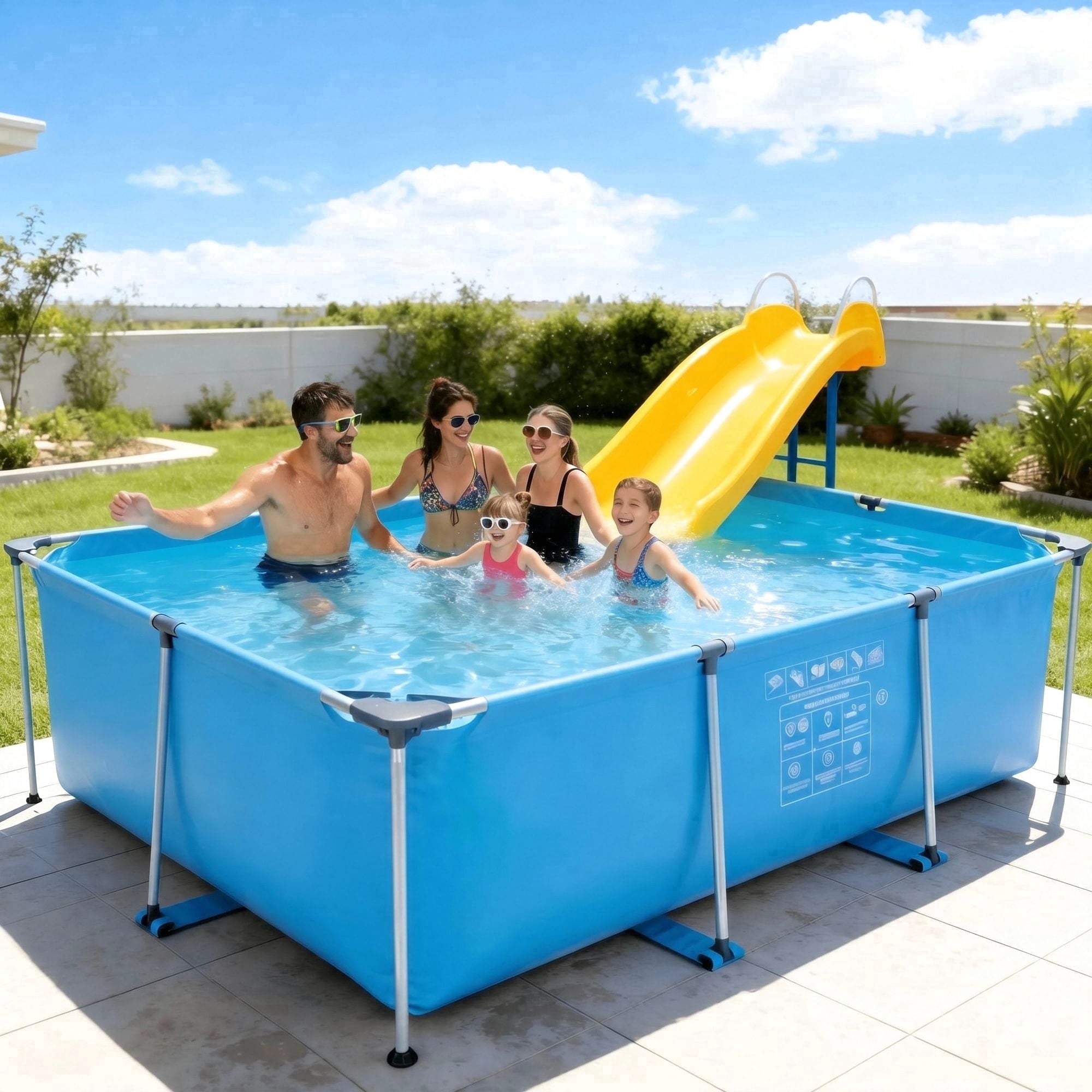 Naipo 10ft Swimming Pool Rectangular Frame Above Ground Backyard Swimming Pool Outdoor Quick Draining 118 x79x29.5 Frame Swimming Pool for Adults Just Pool