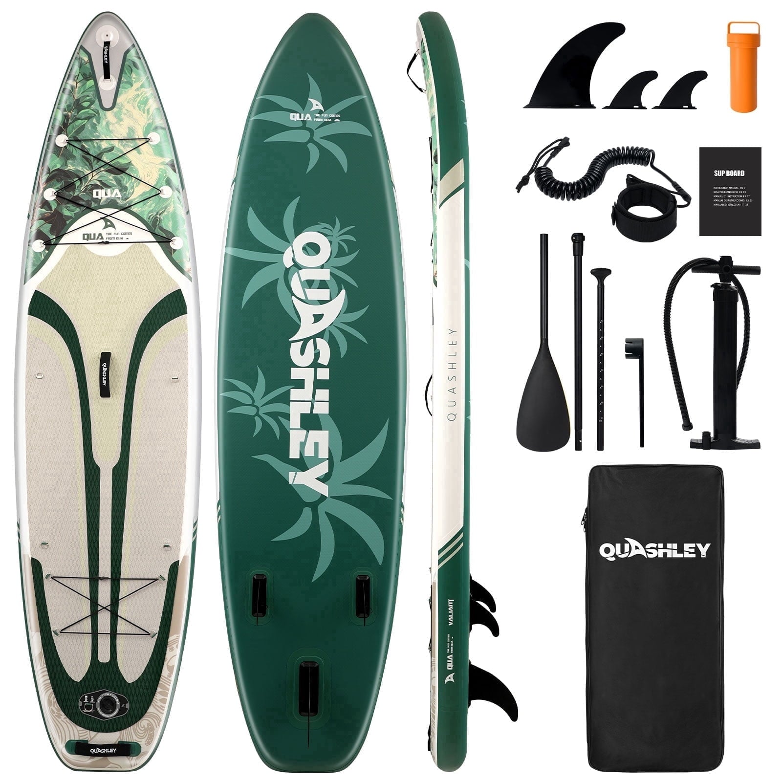 Quashley Inflatable Paddle Board 11' x 34 Wide All-Around SUP with Paddle, Pump, Backpack & Leash