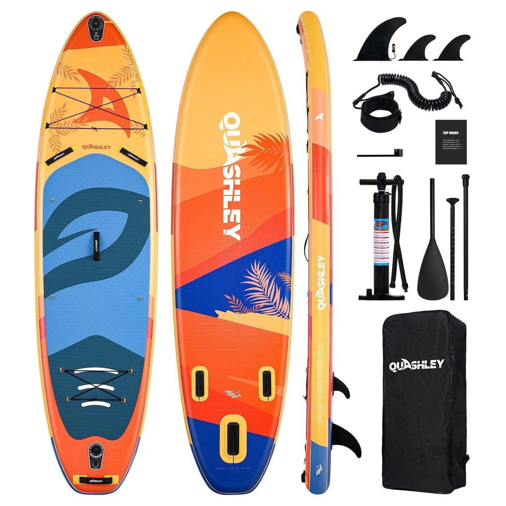 Quashley Inflatable Paddle Board 11' x 34 Wide All-Around SUP with Paddle, Pump, Backpack & Leash