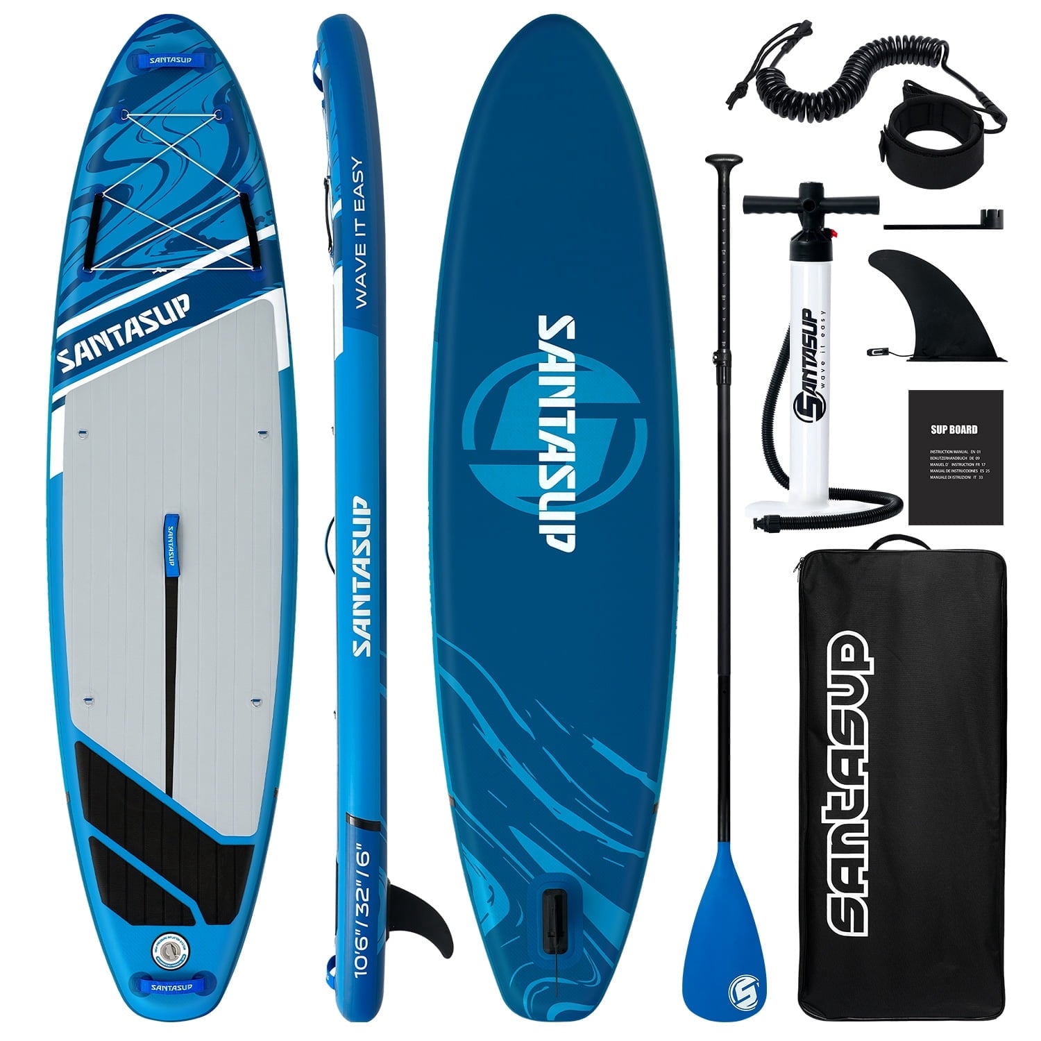 Santasup Blow Up Paddle Board Inflatable Paddle Board For Adults, 10ft Stand Up Paddleboard, Sup Board With Sup Accessories, Non-Slip Deck, Adjustable Paddle, Travel Backpack Wide Stance Pink
